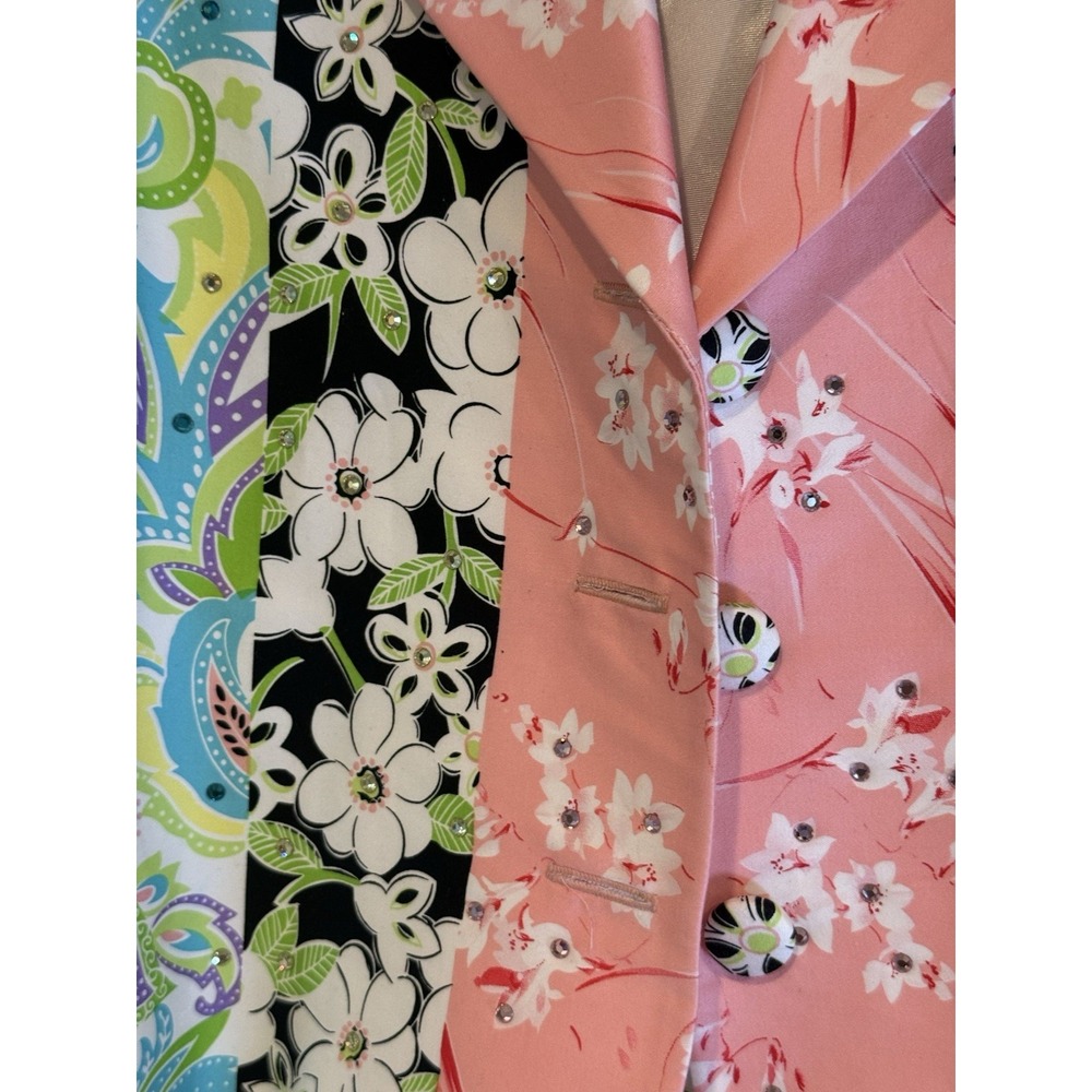 NWT Lorizoni Women's Blazer Jacket Floral Patchwork‎ Crystal Embellished M - Picture 5 of 5